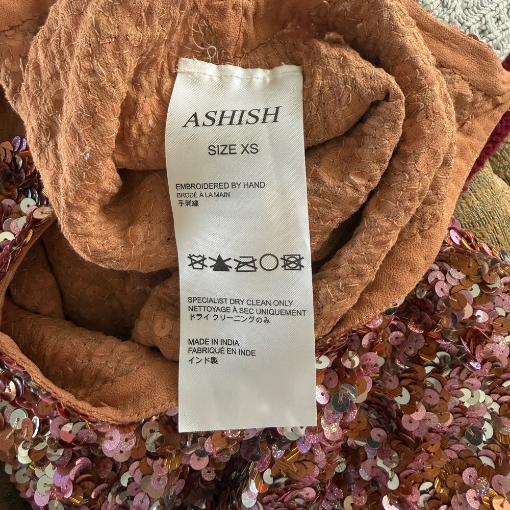 ASHISH Sequin Pink Gold Mini Dress XS - Picture 2 of 5